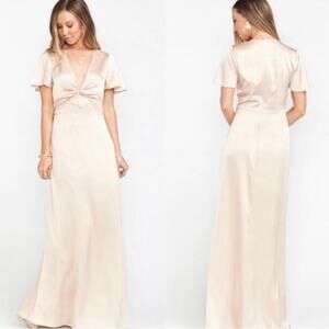 show me your mumu women rome twist gown champagne luxe satin small